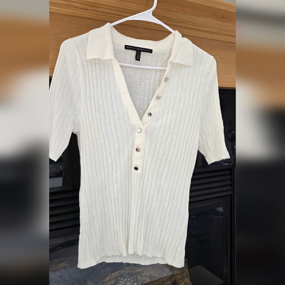 White House Black Market Ivory Button Down Shirt
